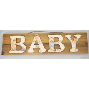 Baby - Vintage Look Wooden Sign Nursery Baby Room Decor Neutral 20'' x 5.25"